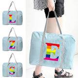Rainbow Letter Print Foldable Travel Bag Large Capacity Women Men Handbag