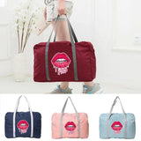 Foldable Travel Bag Mouth Print Duffle Pack Portable Luggage Organizer