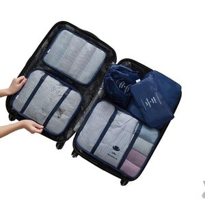 6PCS Polyester Packing Cube Luggage Clothes Organizer Travel Bag