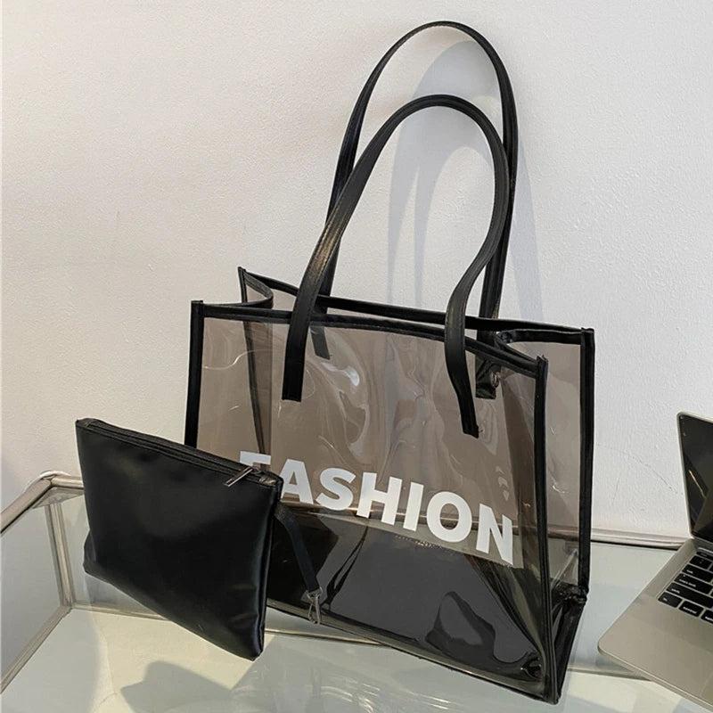 PVC Jelly Bag Clear Handbag Summer Shoulder Bags Tote for Girls