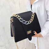 Small Square Bag with Chain Strap Metal Buckle