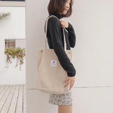 Women Canvas Tote Bag Corduroy Shopping Female Eco Cloth Handbag
