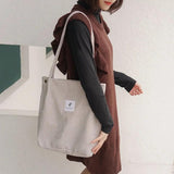 Women Canvas Tote Bag Corduroy Shopping Female Eco Cloth Handbag