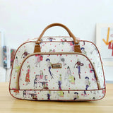 Women PU Leather Travel Bag Waterproof Print Duffle Bag