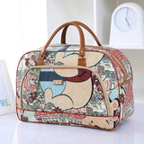 Women PU Leather Travel Bag Waterproof Print Duffle Bag