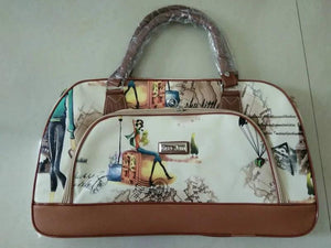 Women PU Leather Travel Bag Waterproof Print Duffle Bag