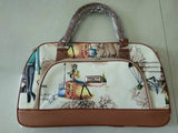 Women PU Leather Travel Bag Waterproof Print Duffle Bag