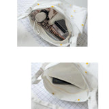 Women's Embroidered Shoulder Bag with Daisies