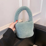 Faux Fur Handbags for Women Plush Large Capacity Female Shopping Bags