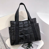 Women Large Padded Shoulder Bag Winter Knitting Tote Handbag