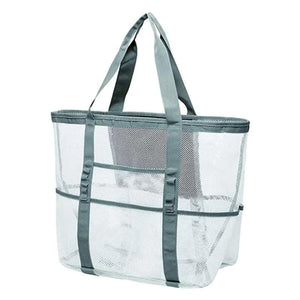 Beach Mesh Tote Bag with Side Pocket - Quick Dry Toiletry Organizer