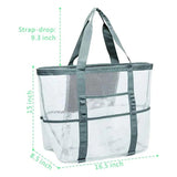 Beach Mesh Tote Bag with Side Pocket - Quick Dry Toiletry Organizer