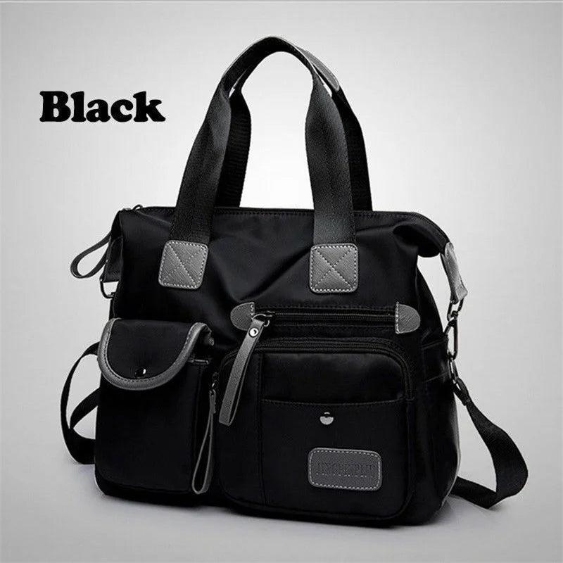 Womens Multi-Pocket Waterproof Nylon Cross Body Travel Bag Solid Handbag