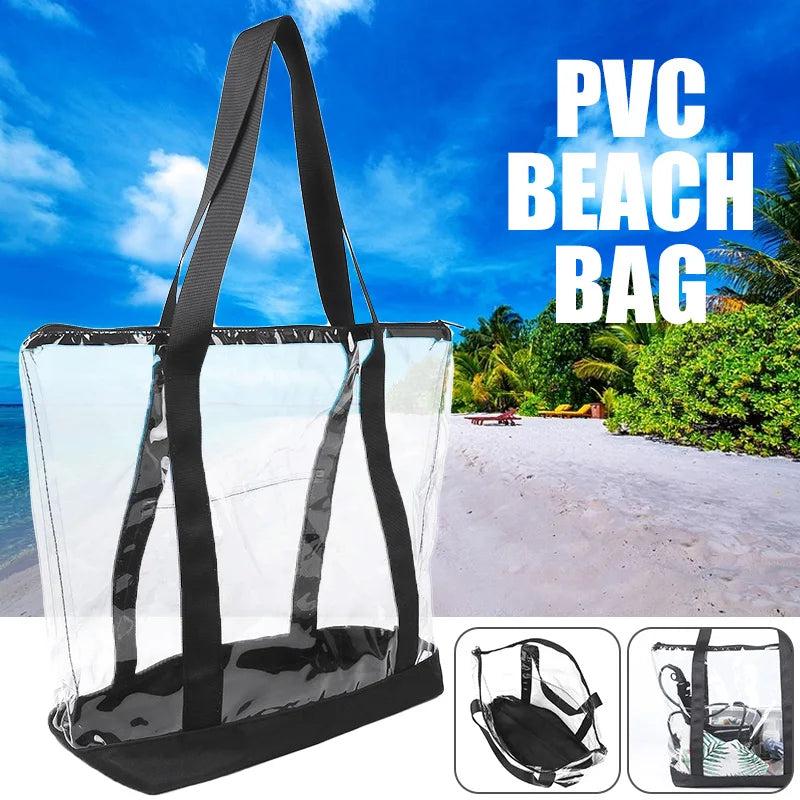 Transparent Clear Waterproof Tote Bag with Zipper Large Tote
