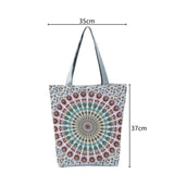 Boho Round Print Shoulder Bag Foldable Large Capacity Top-Handle Bag