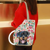 Dog Print Tote Bag Zipper Travel Pouch