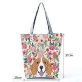 Dog Print Tote Bag Zipper Travel Pouch