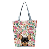Dog Print Tote Bag Zipper Travel Pouch