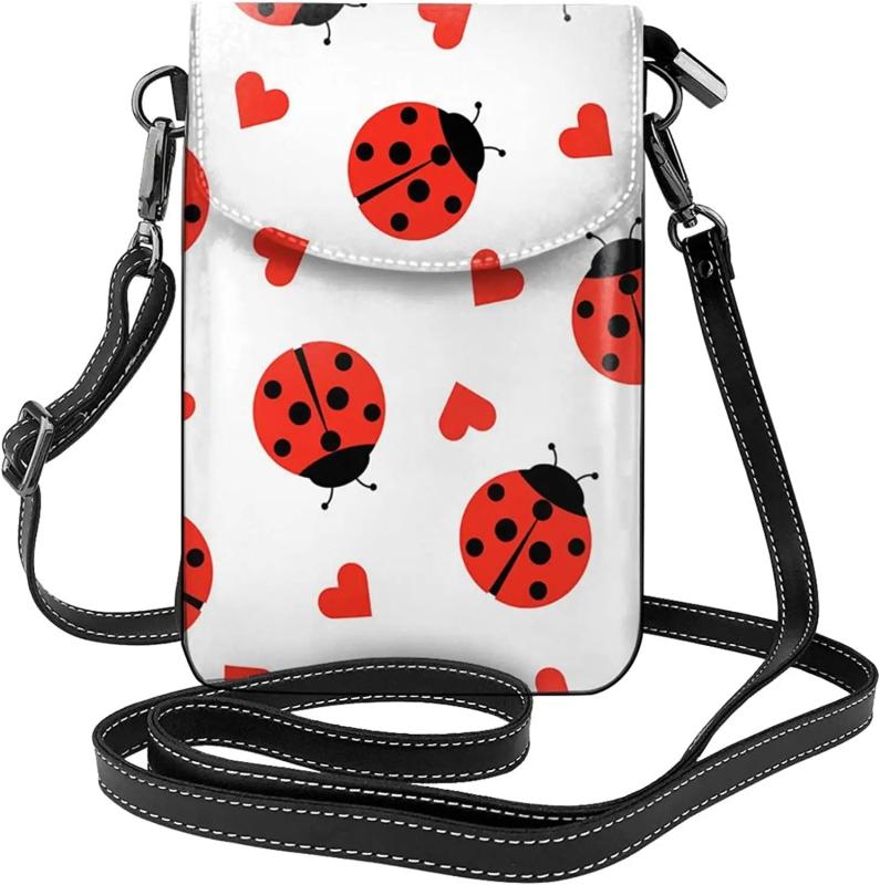 Ladybug Hearts Crossbody Cell Phone Purse Shoulder Bag Small Crossbody Wallet