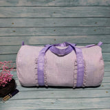 Kids Seersucker Ruffle Duffle Bags Pink/Purple Soft Preschooler Seersucker