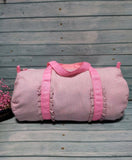 Kids Seersucker Ruffle Duffle Bags Pink/Purple Soft Preschooler Seersucker