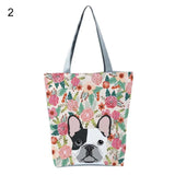 Puppy Print Book Tote Bag Zipper Shoulder Bag