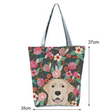 Puppy Print Book Tote Bag Zipper Shoulder Bag