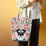 Puppy Print Book Tote Bag Zipper Shoulder Bag