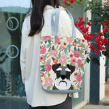 Puppy Print Book Tote Bag Zipper Shoulder Bag