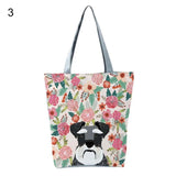 Puppy Print Book Tote Bag Zipper Shoulder Bag