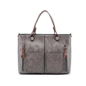 Vintage Lady Handbags Women Shoulder Bags Double Pocket Tote Bags