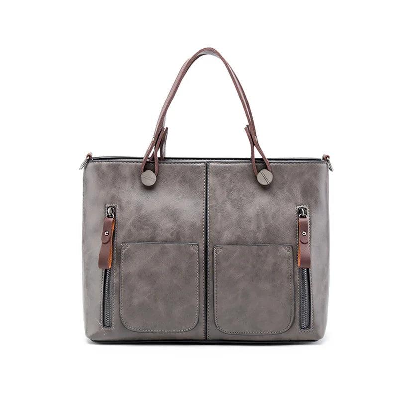 Vintage Lady Handbags Women Shoulder Bags Double Pocket Tote Bags