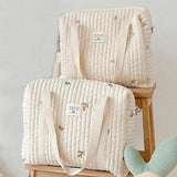 Baby Care Diaper Bags Embroidery Bear Flower Pattern Handbag