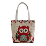 Vintage Graffiti Embroidery Animal Print Tote Bag with Short Handles