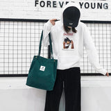 Corduroy Shoulder Shopping Bags Reusable Casual Tote Handbags