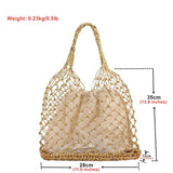 INS Solid Portable Beach Bag for Women Crochet One-shoulder Shopping Bag