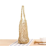INS Solid Portable Beach Bag for Women Crochet One-shoulder Shopping Bag