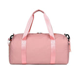 Pink Sequins Gym Bag with Shoe Compartment, Waterproof Sport Bag for Women