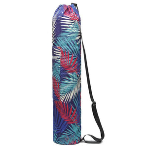 Drawstring Printed Canvas Gym Fitness Yoga Mat Carry Pouch Shoulder Bag