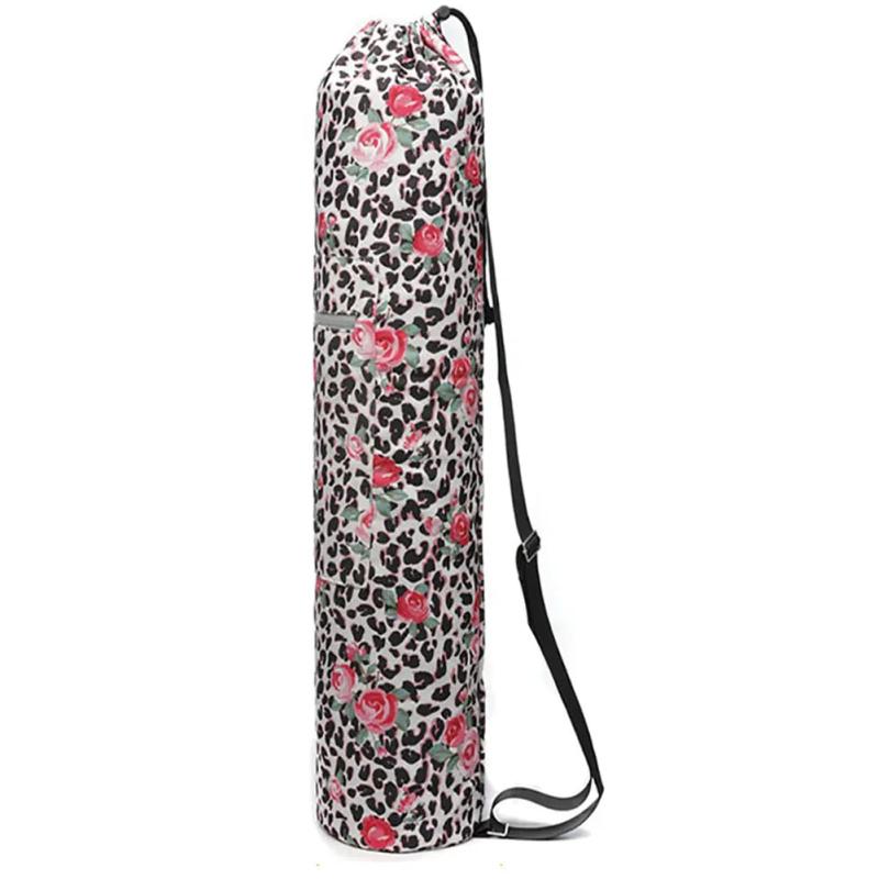 Drawstring Printed Canvas Gym Fitness Yoga Mat Carry Pouch Shoulder Bag