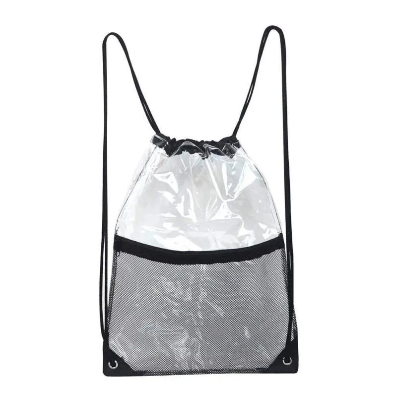 Clear Drawstring Travel Bag Transparent PVC Stadium Sports Gym