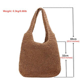 Straw Beach Bag for Women Hobo Style One-shoulder Bag