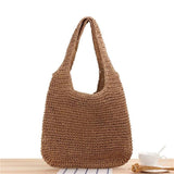 Straw Beach Bag for Women Hobo Style One-shoulder Bag