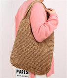 Straw Beach Bag for Women Hobo Style One-shoulder Bag