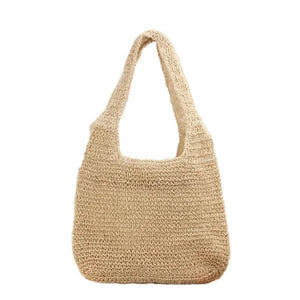 Straw Beach Bag for Women Hobo Style One-shoulder Bag