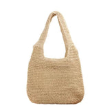 Straw Beach Bag for Women Hobo Style One-shoulder Bag