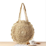 Womens Hollow-out Crochet Beach Bag Round Shoulder Shopping Bag