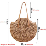 Summer Casual Women's Straw Beach Bag Round One-Shoulder Travel