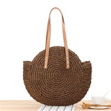 Summer Casual Women's Straw Beach Bag Round One-Shoulder Travel