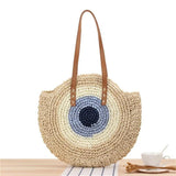 Summer Casual Women's Straw Beach Bag Round One-Shoulder Travel